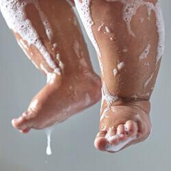 baby soapy feet